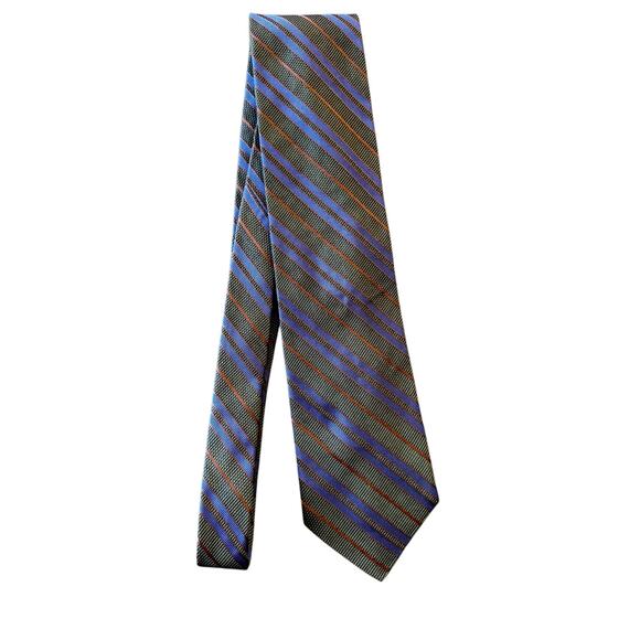 Robert Talbott Best of Class Classic Striped Mens Necktie Tie Olive Blue Orange - Picture 6 of 6